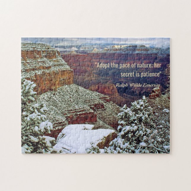 Quebra-cabeça Grand Canyon em inverno com a citação de Emerson (Horizontal)