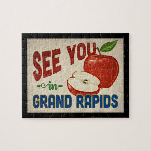 Quebra-cabeça Grand Rapids Michigan Apple - Viagens vintage