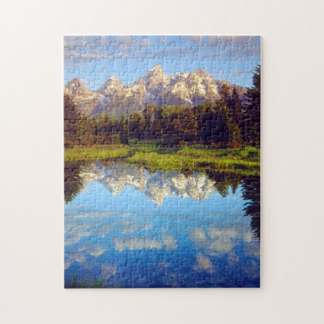 Quebra-cabeça Grand Tetons refletidos no rio Snake (Vertical)