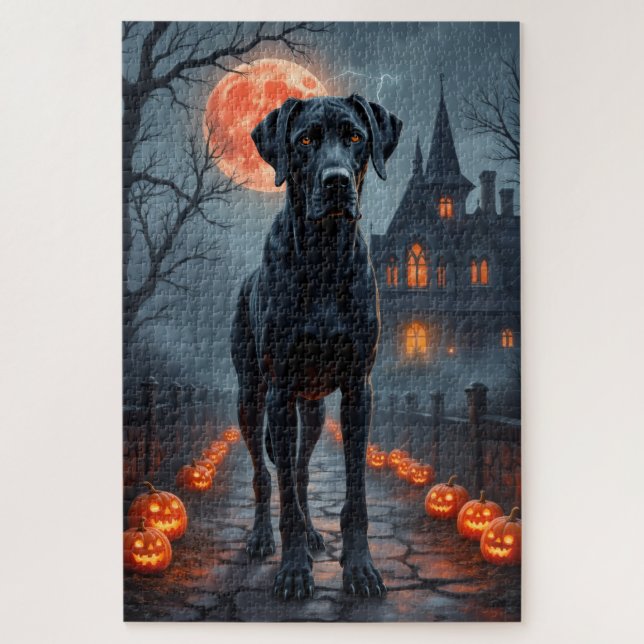 Quebra-cabeça Grande Arte de Halloween da Mansão Assombrada do D (Vertical)
