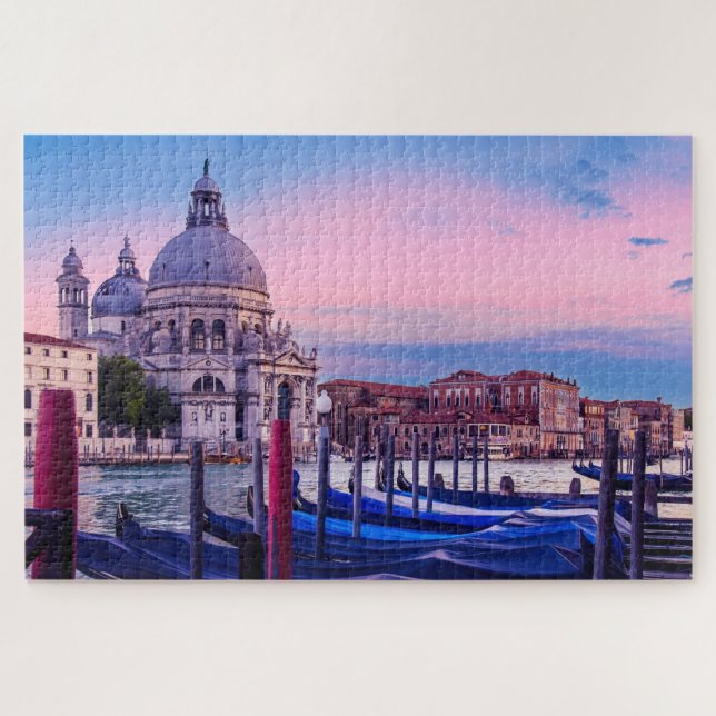 Quebra-cabeça Grande Canal com gondolas e igreja em Veneza (Horizontal)