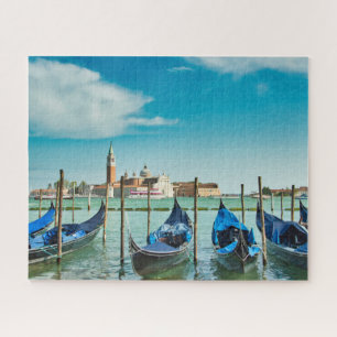 Quebra-cabeça Grande Canal de Veneza com gondolas icônicas azui