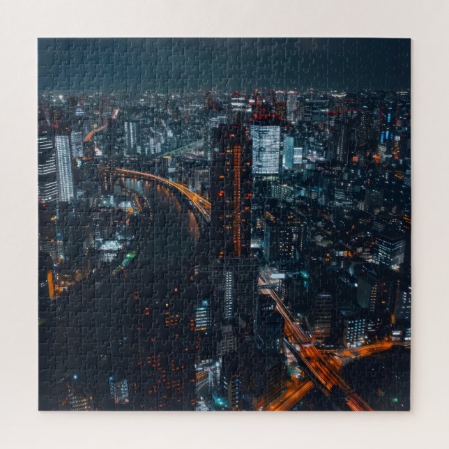 Quebra-cabeça Grande cidade à noite (Vertical)