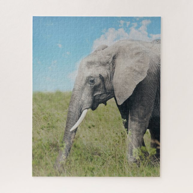 Quebra-cabeça Grande Cinza Exótica Elefante Caminhando (Vertical)