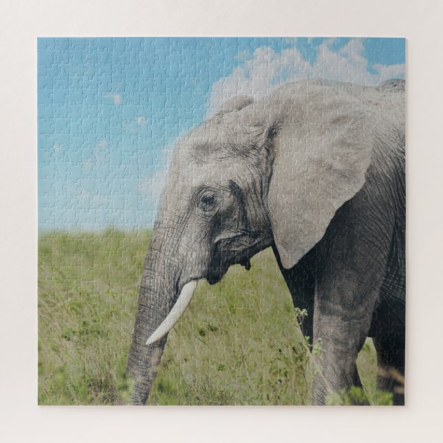 Quebra-cabeça Grande Cinza Exótica Elefante Caminhando (Vertical)