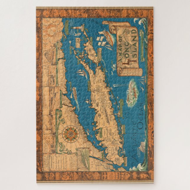 Quebra-cabeça grande do mapa de Long Island (Vertical)