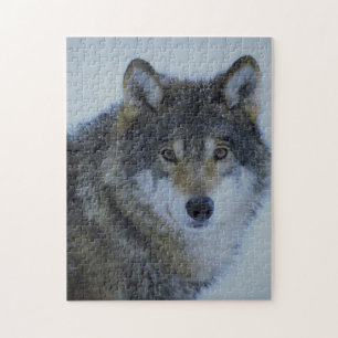 Quebra-cabeça Grande Lobo de Cinza Bela na natureza