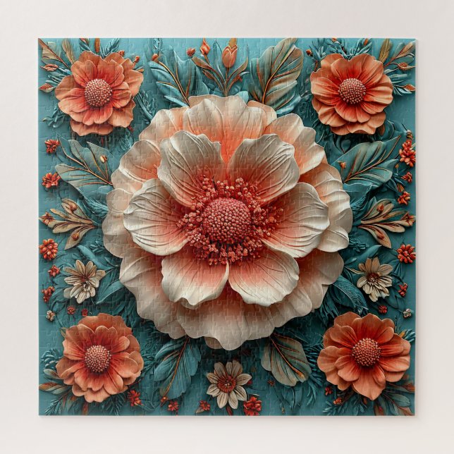 Quebra-cabeça Grandes Flores de Coral (Vertical)
