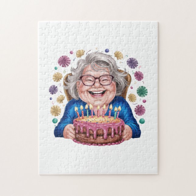 Quebra-cabeça Granny Óculos Felizes Aniversário Gráfico (Vertical)