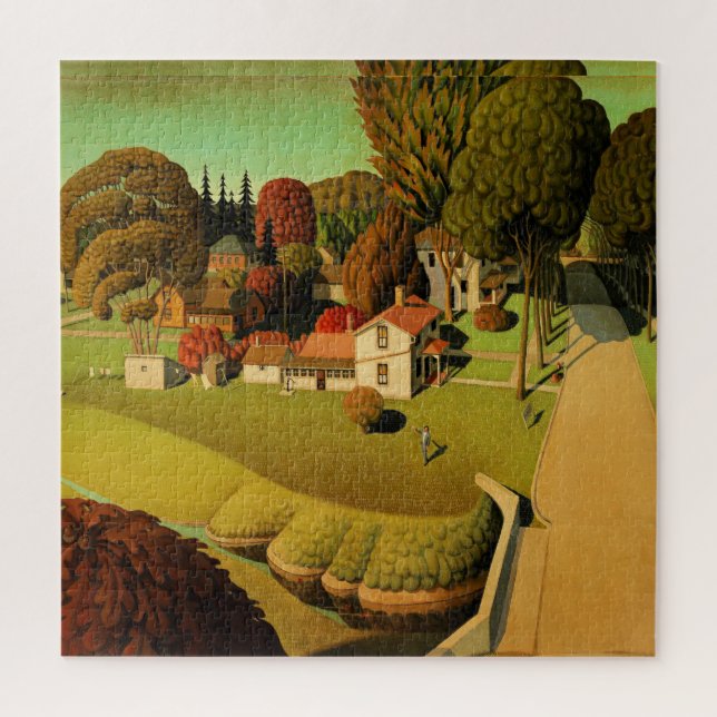 Quebra-cabeça Grant Wood - O Local de Nascimento de Herbert Hoov (Vertical)