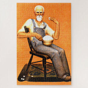 Quebra-cabeça Grant Wood - Vovô comendo pipoca