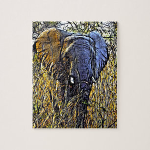 Quebra-cabeça Grassland Wild Safari Animal Art African Elephant