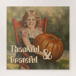 Quebra-cabeça Grata e grata | Vintage Girl with Pumpkin