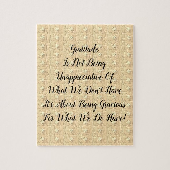 Quebra-cabeça Gratidão do Abstrato de Flor Branco (Vertical)