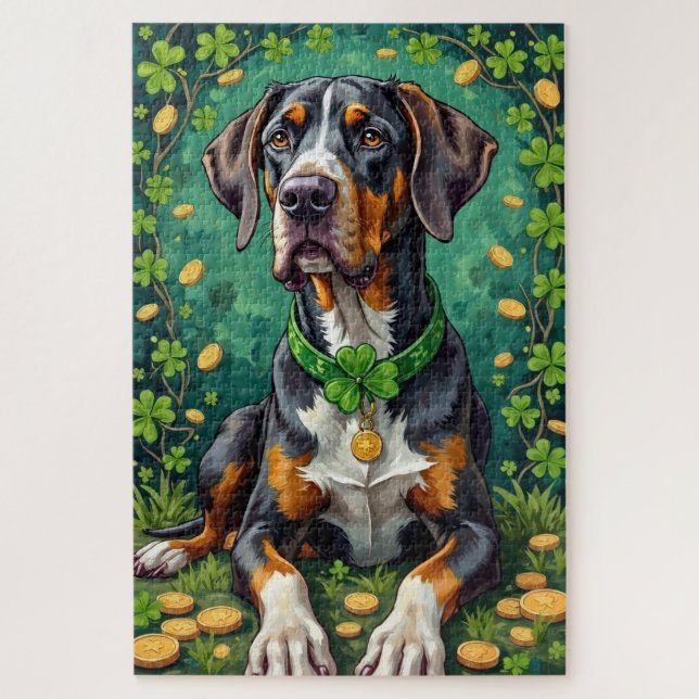 Quebra-cabeça Great Dane St Patrick’s Day Lucky Dog (Vertical)
