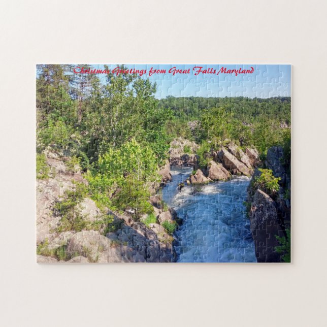 Quebra-cabeça Great Falls Maryland. Saudações de Natal (Horizontal)