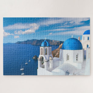 Quebra-cabeça Grécia de Oia Santorini no Oceano Pacífico Azul