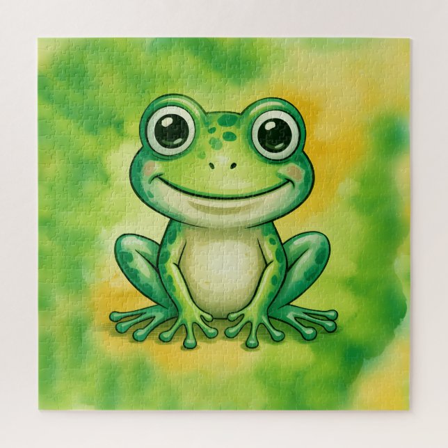 Quebra-cabeça Green cute frog (Vertical)