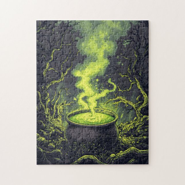 Quebra-cabeça Green Magic Potion Cauldron Halloween (Vertical)