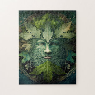 Quebra-cabeça Green Man Mandala Fantasy Art