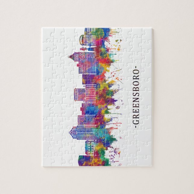 Quebra-cabeça Greensboro North Carolina Skyline (Vertical)