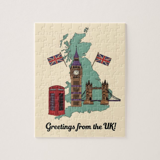 Quebra-cabeça Greetings from the UK British Landmarks Travel (Vertical)