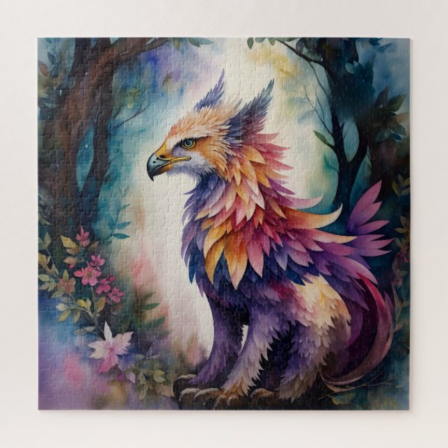 Quebra-cabeça Griffin Na Arte De Aquarela Florestal (Vertical)