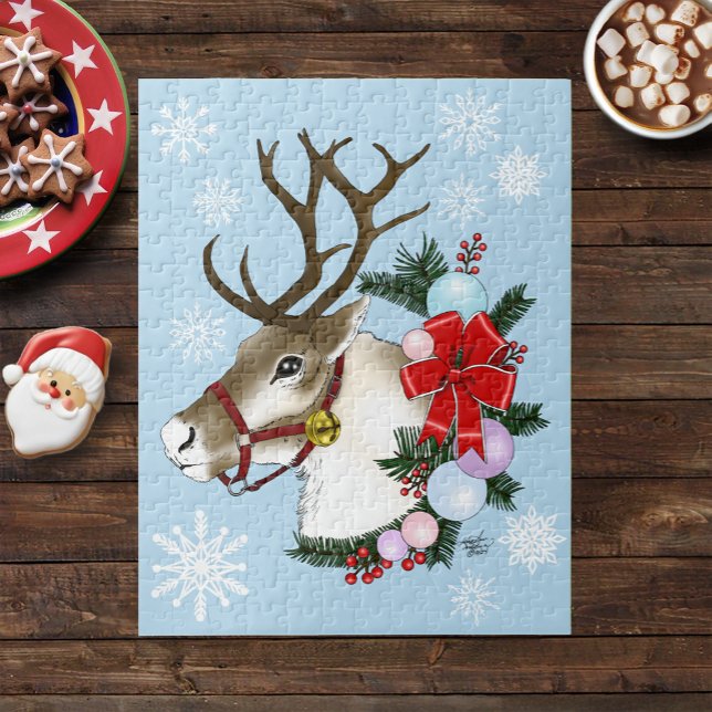 Quebra-cabeça Grinalda de Natal de Rena Azul Festiva (Criador carregado)