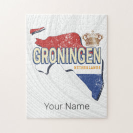 Quebra-cabeça Groningen Países Baixos - Mapa Retro Holandês Vint
