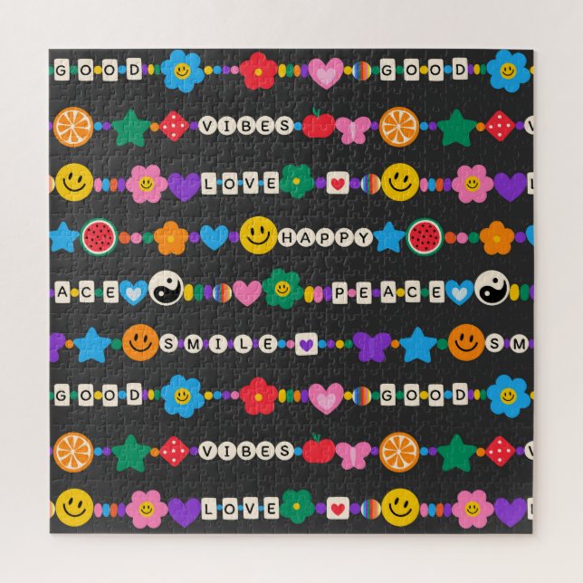 Quebra-cabeça Grooves Good Vibes Amor Sorria Miçangas Retrovisor (Vertical)