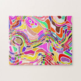 Quebra-cabeça Groovy 60's Line Art | Abstrato de desafio