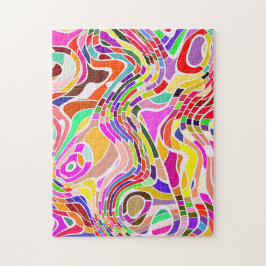 Quebra-cabeça Groovy 60's Line Art | Abstrato de desafio