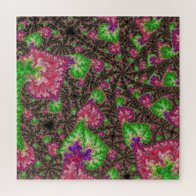 Quebra-cabeça Groovy Boho Hippie Funky Espiral Arte Fractal (Vertical)