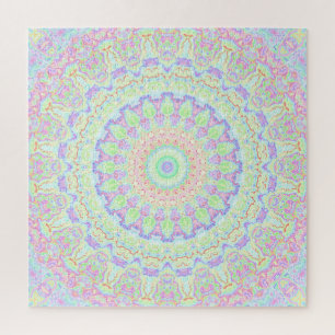 Quebra-cabeça Groovy Boho Hippie Rainbow Mandala