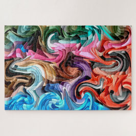 Quebra-cabeça Groovy Colorful Fluid Patchwork Abstrato Mosaico