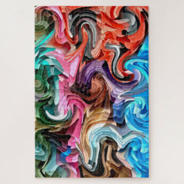 Quebra-cabeça Groovy Colorful Fluid Patchwork Abstrato Mosaico