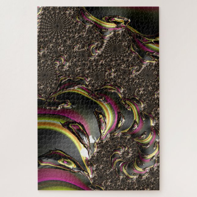 Quebra-cabeça Groovy Colorful Trippy Funky Spirando Arte Fractal (Vertical)