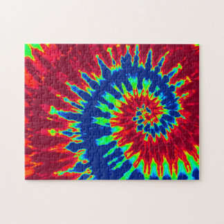 Quebra-cabeça Groovy Red e Marinho Blue Tie Dye Spiral