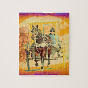 Quebra-cabeça Grunge Floral Amish Horse e Buggy