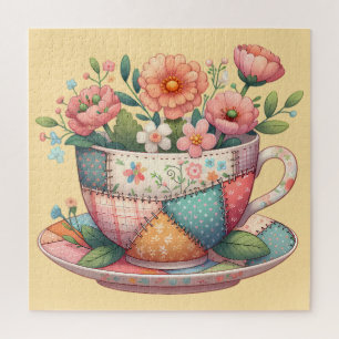 Quebra-cabeça Grupo de Patchwork com Flores Whimsical