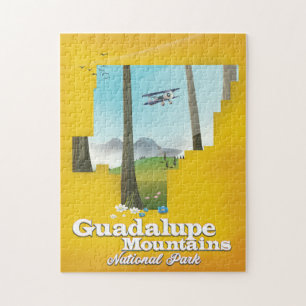 Quebra-cabeça Guadalupe serra Parque Nacional, mapa do Texas.