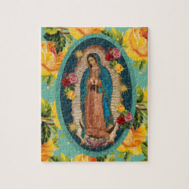 Quebra-cabeça Guadalupe Virgem Mary Rosas Amarelas Religiosas