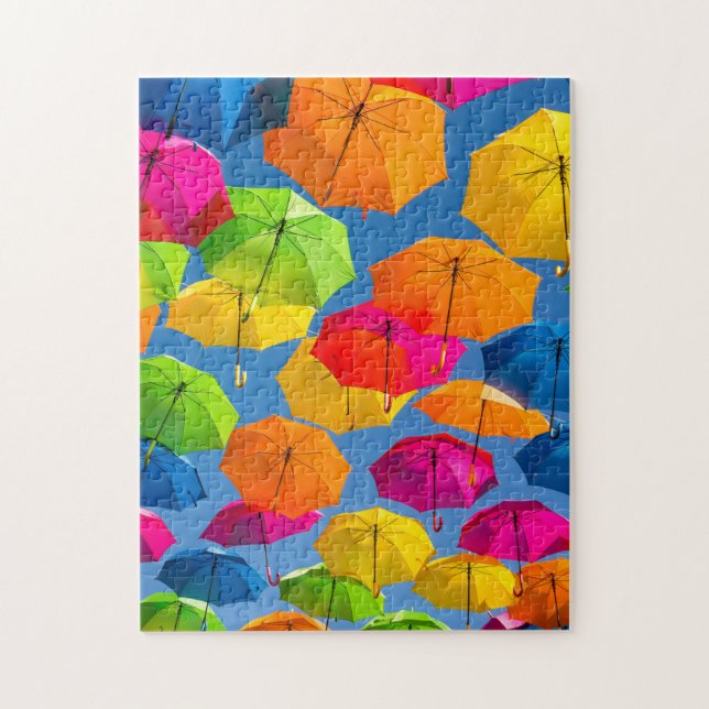 Quebra-cabeça Guarda-chuva Arco-íris Caprichoso Colorido (Vertical)