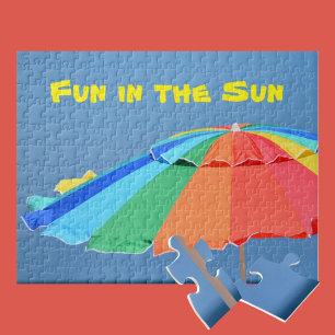 Quebra-cabeça Guarda-chuva sunny multicolorida de praia cor bril