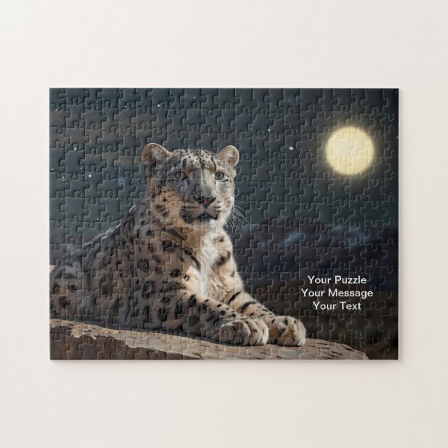 Quebra-cabeça Guardião Celestial - Leopardo da Neve (Horizontal)