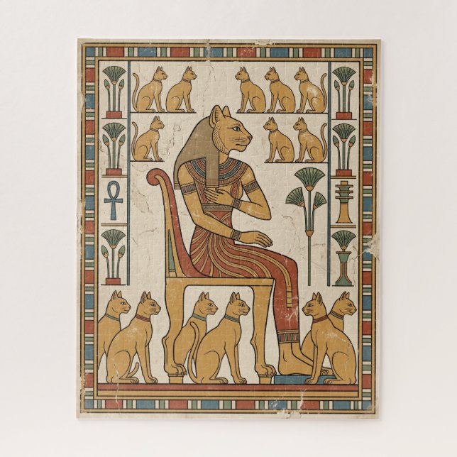 Quebra-cabeça Guardião de Bubastis: Deusa Bastet e Gatos (Vertical)