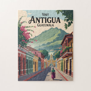 Quebra-cabeça Guatemala Antigua Illustra Viagem Art Vintage