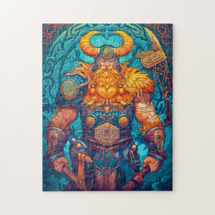 Quebra-cabeça Guerreiro Viking com Machado Mitologia Nórdica His
