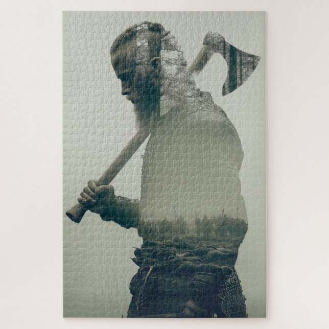 Quebra-cabeça Guerreiro Viking Dupla Exposição Puzzle (Vertical)