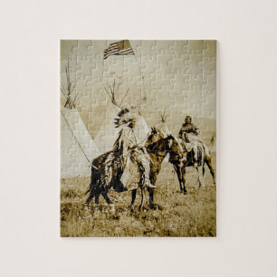 Quebra-cabeça Guerreiros Flathead do nativo americano do vintage